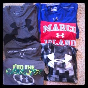 Boys size Large lot of 6 Under Armour Tops.